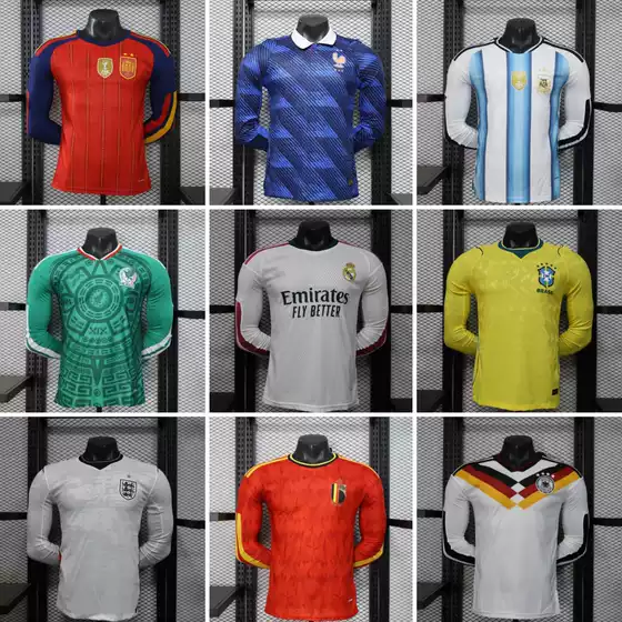 2627 Usa, Canada, and Mexico World Cup Player Version Long-Sleeved France, Portugal, England, Brazil, and Germany Football Jerseys