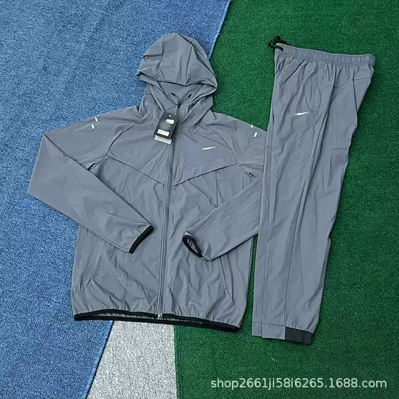 Spring and Autumn Men's Casual Sports Hooded Long-Sleeved Suit Quick-Drying Loose Straight-Leg Pants Outdoor Running Training