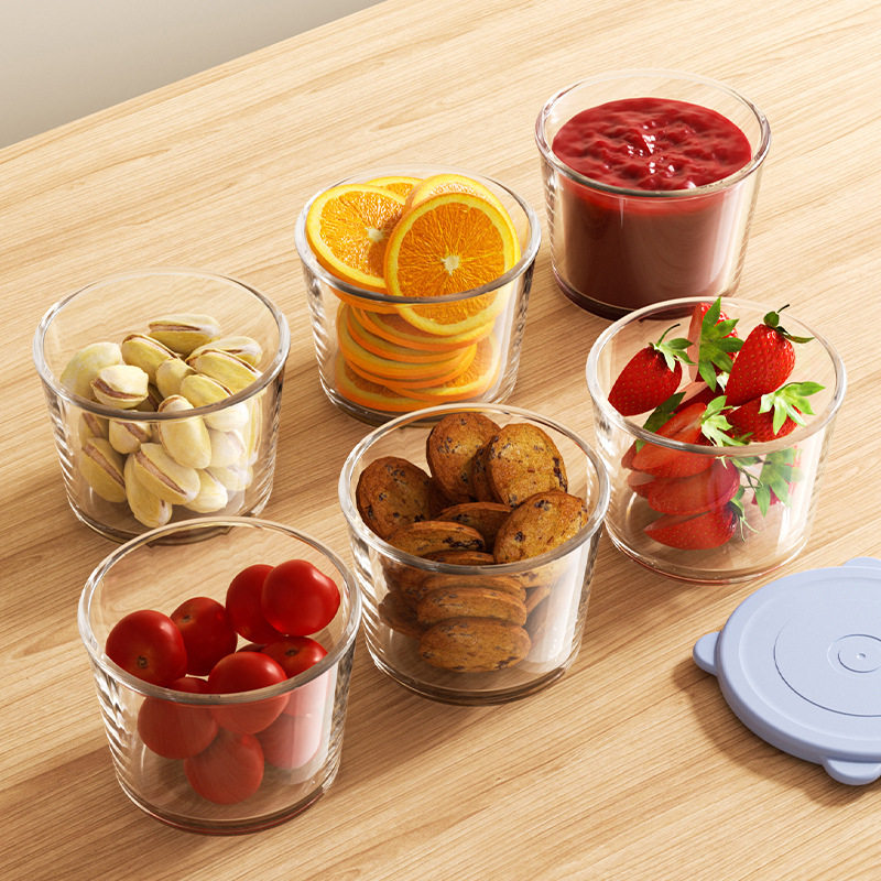 Glass Storage Jar 270ml Sealed Round Grains Pickle Snacks Kimchi Sealed Jar Fruit High Borosilicate Microwave