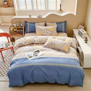 Wholesale Autumn and Winter Thickened Brushed Bed Four-Piece Set Simple Sheets Quilt Student Set Dormitory Three-Piece Set