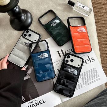 Autumn and Winter New Apple 17Promax Mobile Phone Case 3D Camouflage Cotton-Filled Leather down Jacket Iphone15Pm Wholesale