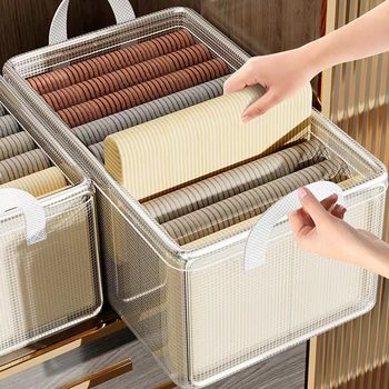 PVC transparent steel frame clothes storage box home dormitory pants storage box wardrobe fabric finishing box wholesale