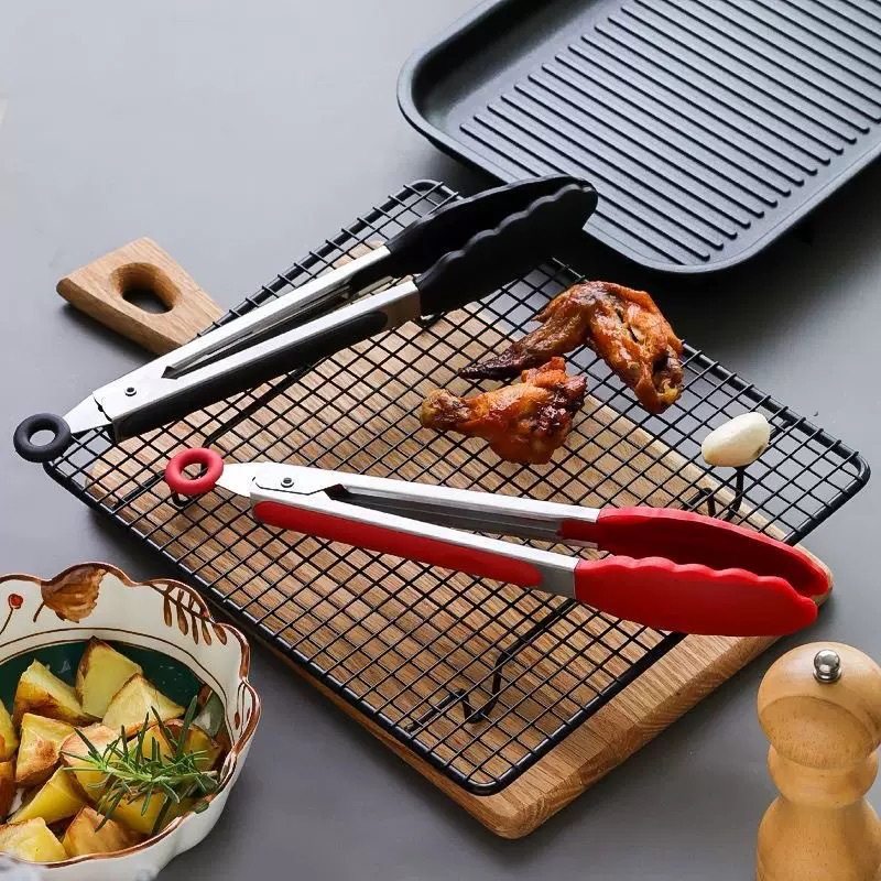 In-Stock Silicone 7-Inch Food Tongs Bbq Food Tongs Anti-Scalding Barbecue Tongs Steak Tongs Kitchen Tools