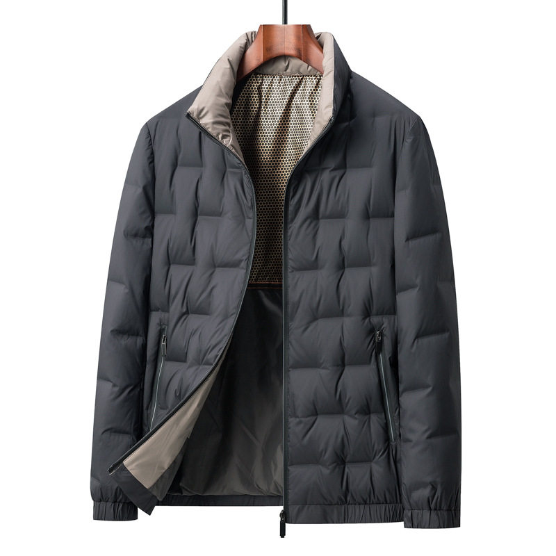 Men's Winter Lightweight Stand-Up Collar down Jacket Middle-Aged Business Casual Classy Cold-Proof Warm Windproof Men's Jacket