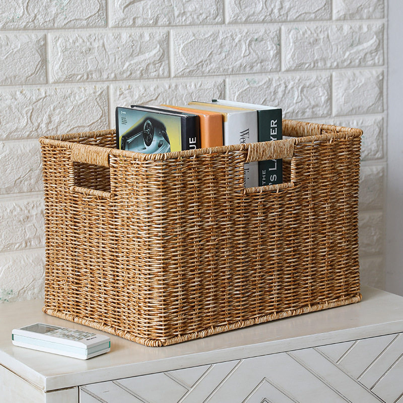 Clothes Household Imitation Basket Cabinet Coffee Table Rattan Basket Woven Storage Basket Snack Storage Box European Style Organization