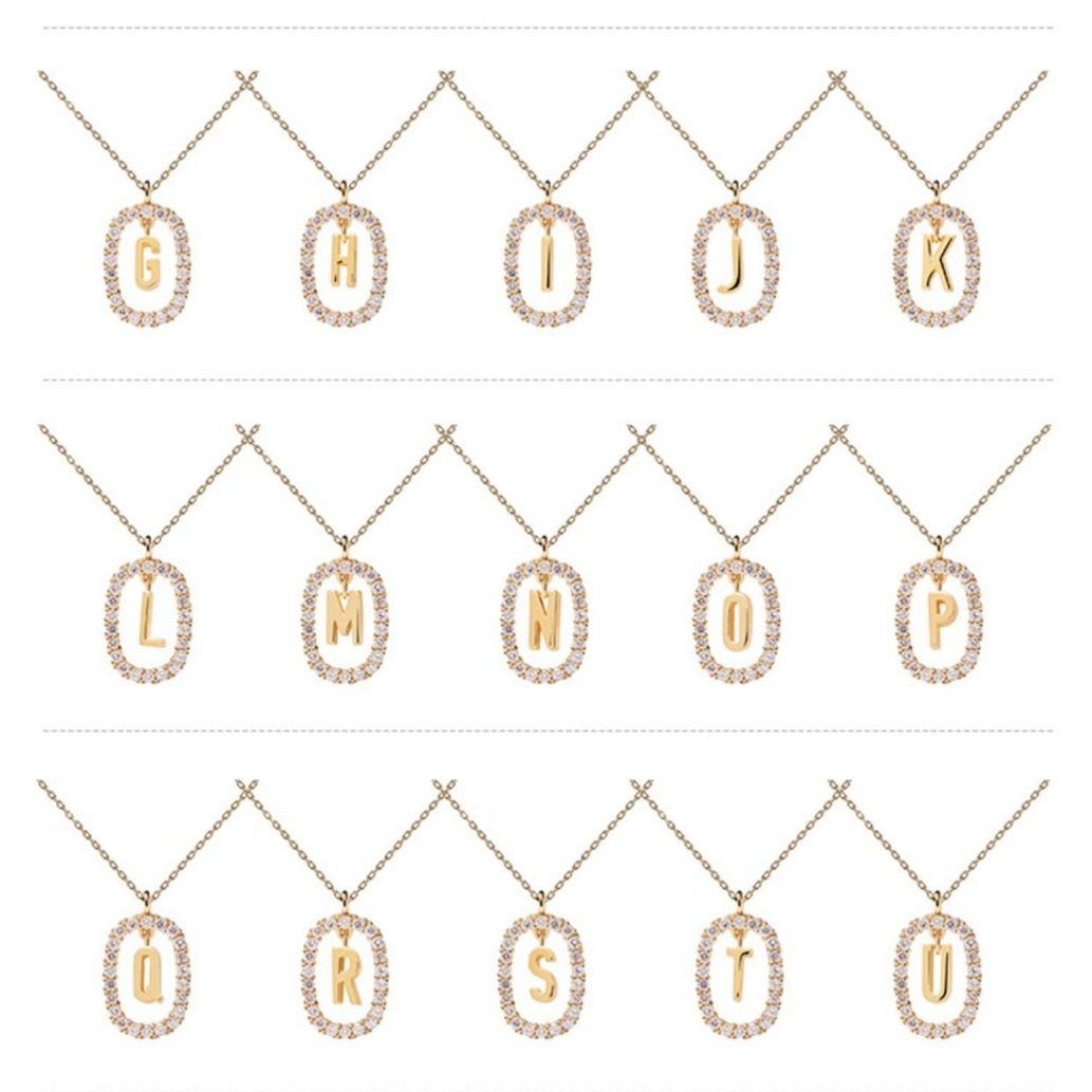 Spanish PD colored diamond letter necklace niche light luxury new ins sweater chain women's all-match clavicle chain design sense