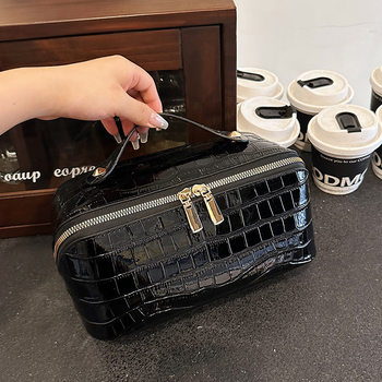 Crocodile Pattern Cosmetic Bag Portable Large Capacity Cross-Border New Travel Toiletry Bag Light Luxury Cosmetic Storage Bag for Women