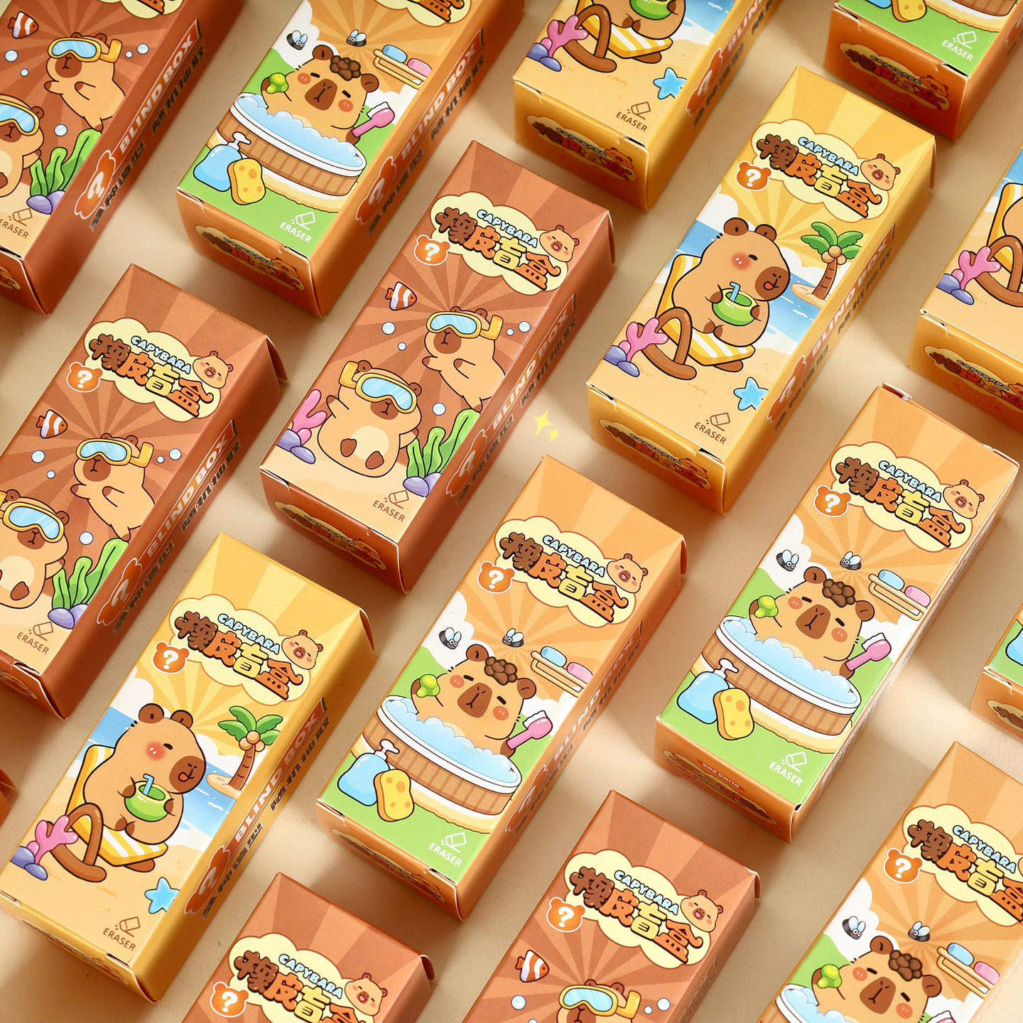 Kapibala Eraser Blind Box Children's Cartoon Capybara Eraser Primary School Students' Chip-Free Pencil Eraser Wholesale