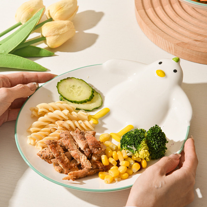 Cartoon Ceramic Dishes Tableware Household Children's Tableware Internet Celebrity Personalized Dishes Cute Duck Dishes Set