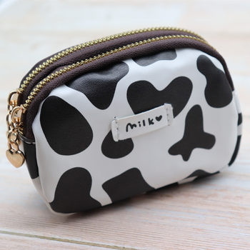New Korean Style Printed Double Zipper Cute Large Capacity Wallet Student Coin Purse Id Card Holder Storage Bag for Women
