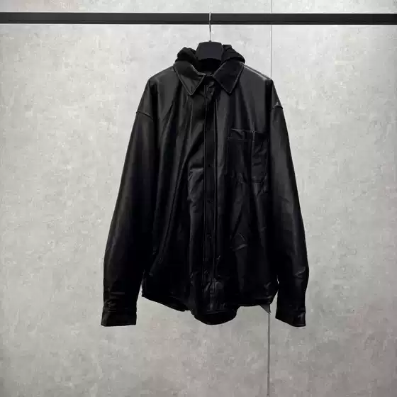 In-Stock Correct Version Bl Brand 25 New Parka Button Hood Loose Fit Unisex Leather Jacket