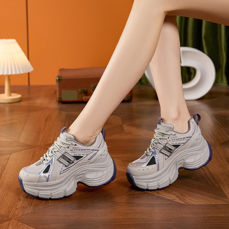 Giày sandal cao gót nữ hở mũi lưới đế dày phong cách Hàn Quốc — Len tinh khiết, Xám