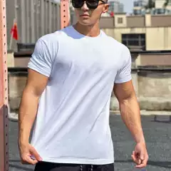 Sports Outdoor Leisure Cotton Short-Sleeved Loose Sweat-Absorbent Men's Fitness Training Clothing Mountaineering Hiking Running T-Shirt
