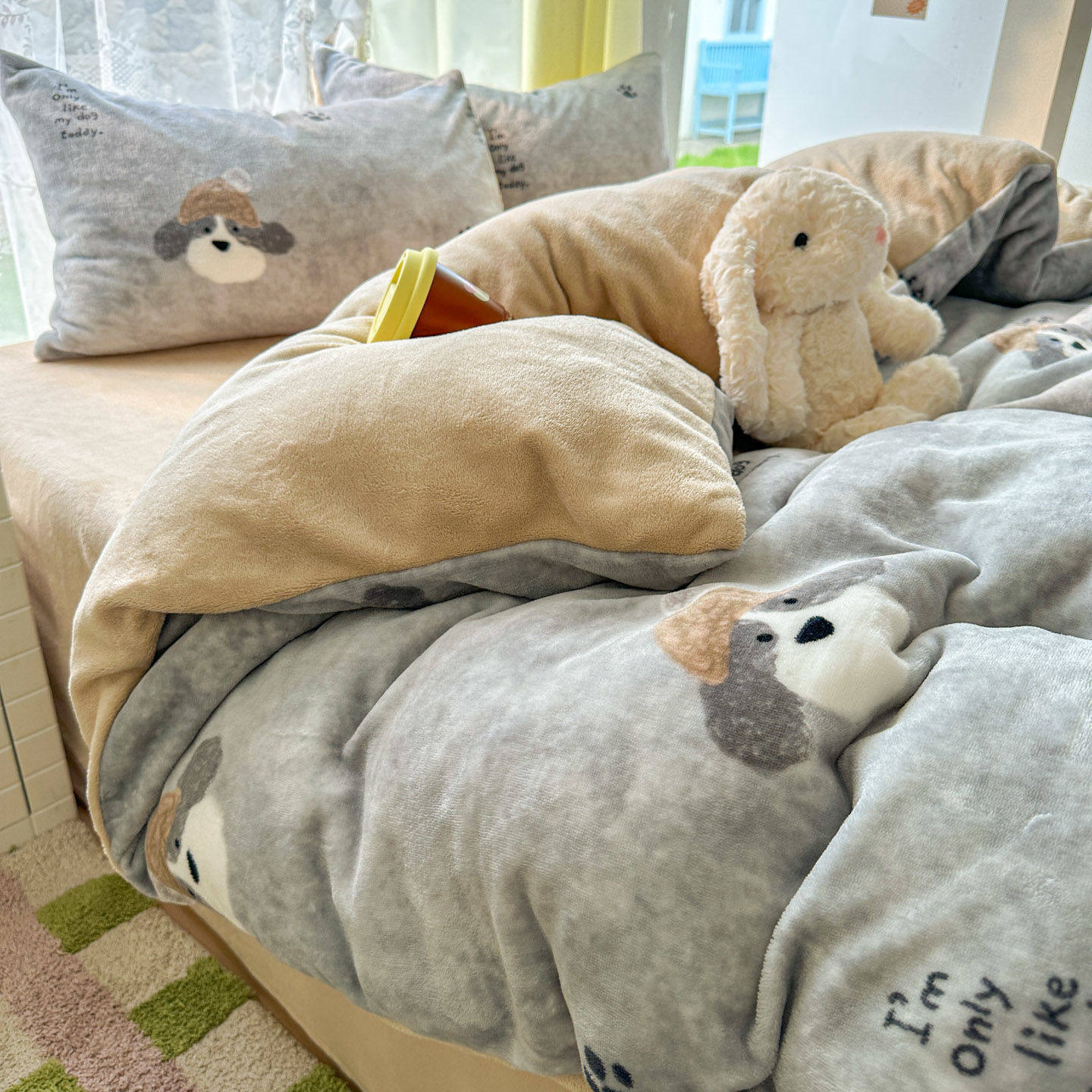 2025 New Autumn and Winter Type a Milk Velvet Four-Piece Set Thickeneded and Warm Cartoon 0.9m Bed Three-Piece Set Must Be Selected in Winter