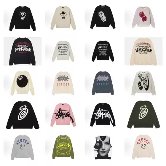 High Version Stu New Knitwear Pattern Letter Jacquard Round Neck Pullover Long-Sleeved Knitwear for Men and Women