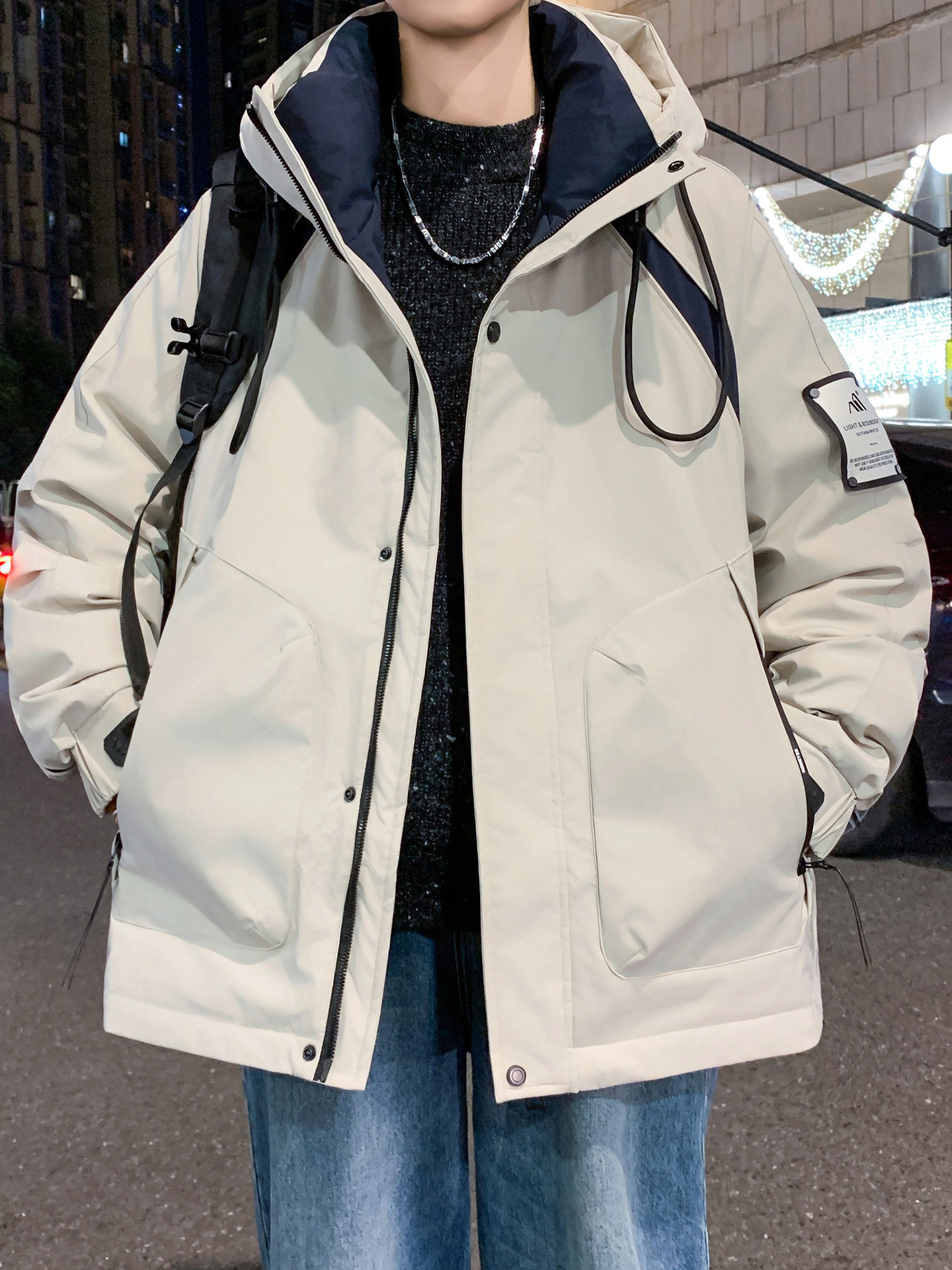 Teenagers White Duck down Jacket Boys Junior High School and High School Students Thickeneded Warm Jacket Winter Clothing Cold-Proof Clothing Men's Clothing