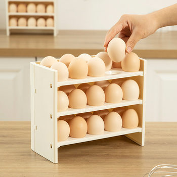 Kitchen Foldable Three-Layer Egg Storage Rack Large Capacity Refrigerator Special Egg Storage Box Egg Holder