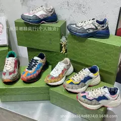 High Version Gu's 2025 New Old Flower Color Old Color Matching Dad Shoes Increased Casual Sports Shoes for Men and Women Couples