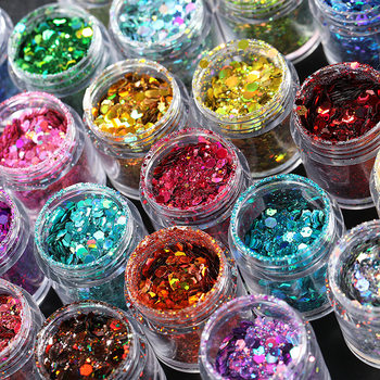 Cross-border South Korea laser mixed DIY creative eye makeup nail sequins bottled 8g glitter powder wholesale