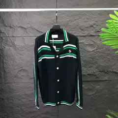2024 New Casa suit Long Sleeve Cardigan Cardigan Shorts Striped Stitching Embroidered Pearl Buckle Loose All-match