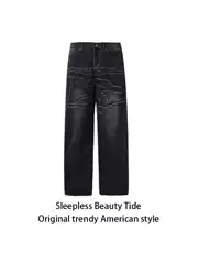 Y/Project 23FW Embroidered Jeans Men's Summer American Style Washed Old Loose Straight Pants for Men and Women