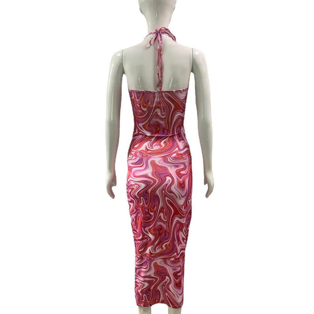 Summer Floral Print Backless Halter Dress for Women Trendy Design Comfortable Fit Perfect for Parties Wholesale