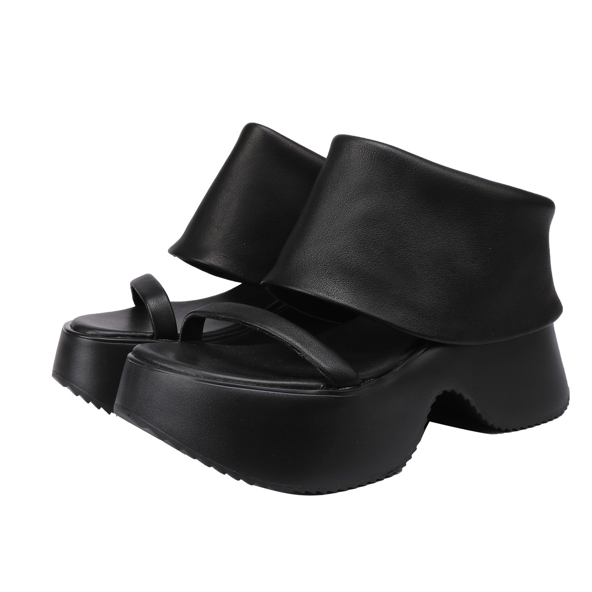 Sandal La Mã nữ da bò thật đế dày gót cao thoải mái — màu đen, Màu nâu