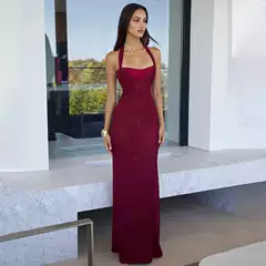 2025 Cross-Border New European and American Fashion Sexy Backless Waist Slim Fishtail Dress Elegant High-End Dress