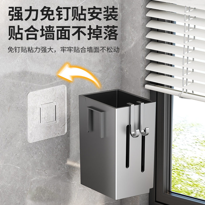 Multi-Purpose No-Drill Wall-Mounted Chopstick Storage Box with Drainage Rack for Home Use, Spoon and Chopstick Holder Basket, Chopstick Tube Storage