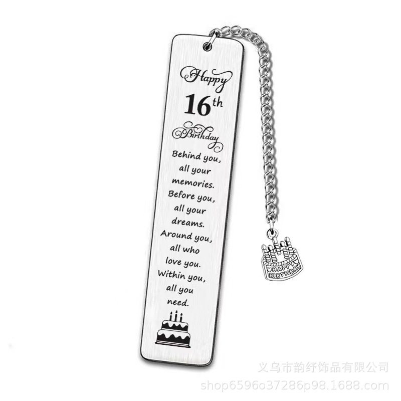 Cross-Border Popular New Stainless Steel Keychain Creative Style Gift Birthday Age Bookmark Back-To-School Season Holiday Gift