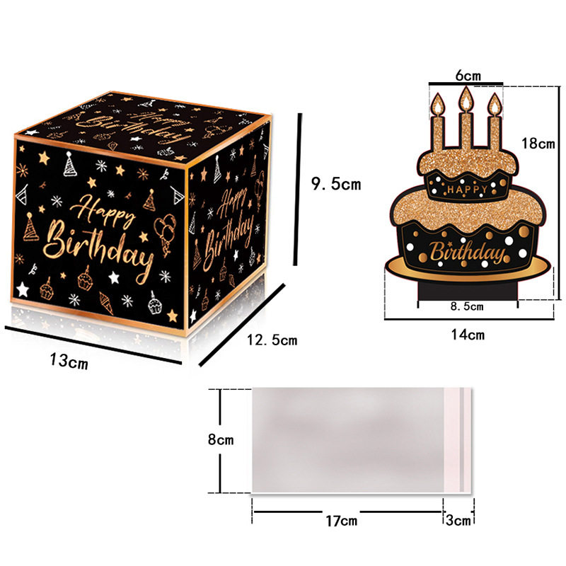 Cross-border foreign trade surprise birthday party decoration carton atmosphere layout props black gold money box manufacturers wholesale