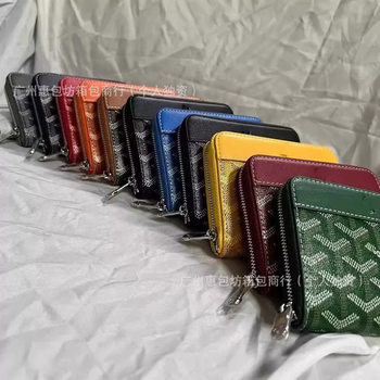 Cross-Border Zipper Wallet Hot-Selling Dog-Tooth Short Goya Wallet Multifunctional Business Card Holder Storage Coin Fashion Double Zipper