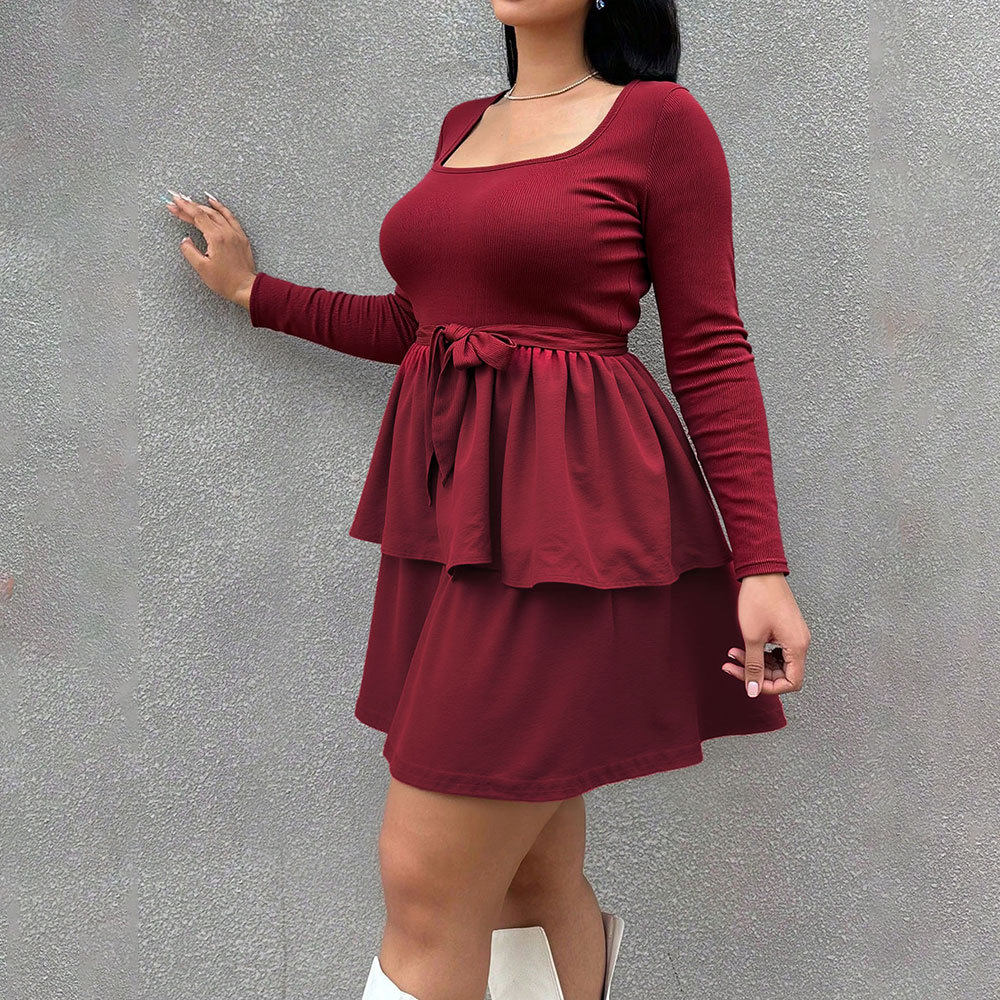 Fashionable Long Sleeve Bodycon Dress Solid Color Elegant Style Perfect for Spring and Autumn Wholesale Available