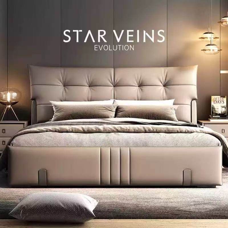 New modern light luxury bed, master bedroom, double bed, sto...