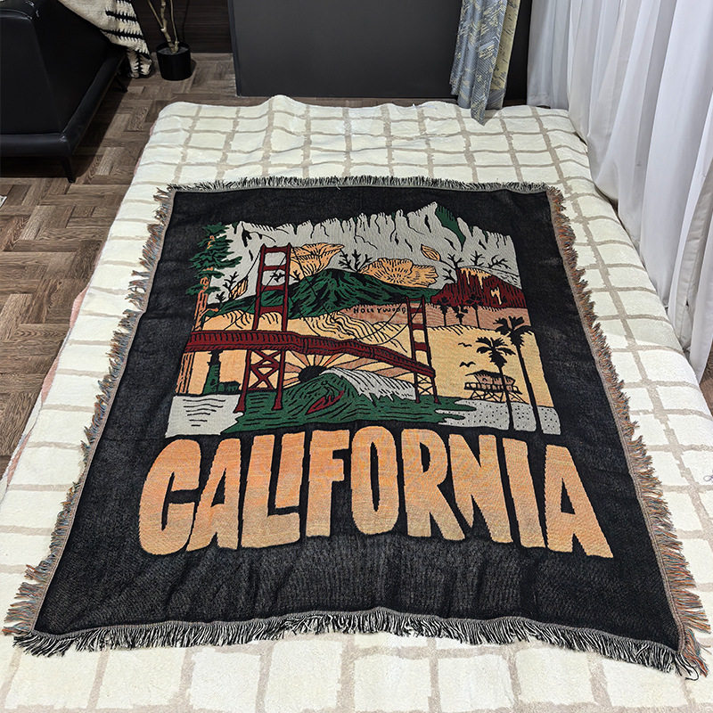 Featured Landscape Cotton Blanket Sofa Decorative Blanket Wall Cover Background Blanket Single Seat Cover Blanket Support Wholesale