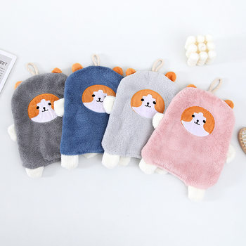 Cross-Border Coral Velvet Absorbent Hanging Towel Kitchen Hand Towel Gift Hanging Rag Cartoon Hand Towel Absorbs Water and Dries Quickly