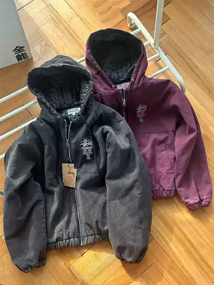 High-Quality Stu Black 8 Billiards Washed Distressed Embroidered Zipper Hooded Cotton Jacket Loose Casual Jacket Trendy