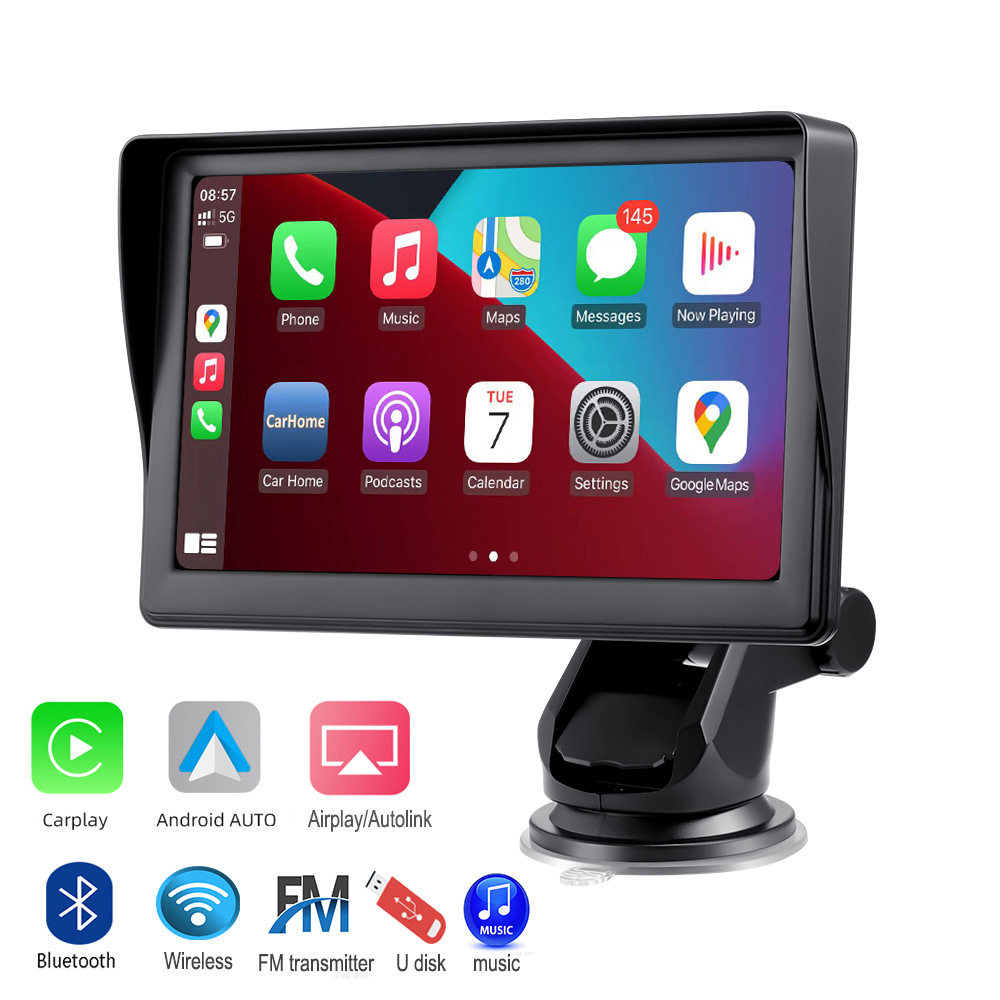 Cross-Border Export Car Smart Screen 7inch Universal Ips Portable Navigation Wireless Carplay Bluetooth Mp5 Car