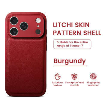 Apple 17Pm Phone Case with Lychee Pattern, Suitable for Leather Texture Two-In-One iPhone 14 Pro Leather Protective Case 15/16