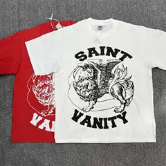 High Quality Pure Cotton Loose Fit Print Round Neck Sports Couple Tee