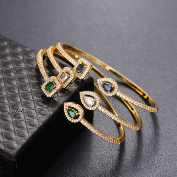 Cao Shi open bracelet trend ins brass zircon bracelet temperament Korean simple banquet jewelry gift wholesale
