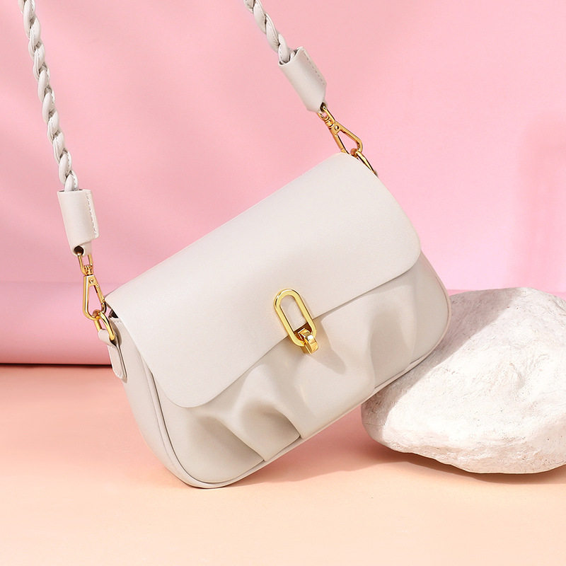 Túi Xách Nữ Da Thật Đeo Vai/Kẹp Nách Dáng Bầu Cloud Bag Màu Trắng