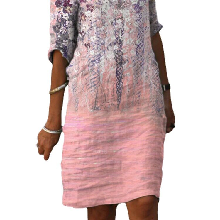 Floral V Neck Straight Maxi Dress Summer Casual Style Womens Fashion Available in Various Sizes