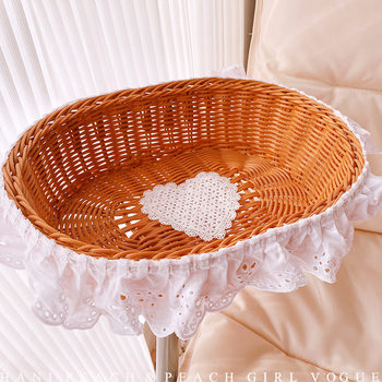 Hd212A08 Heart Lace Woven Storage Basket Fashionable and Creative Spring Picnic Outing Storage Basket