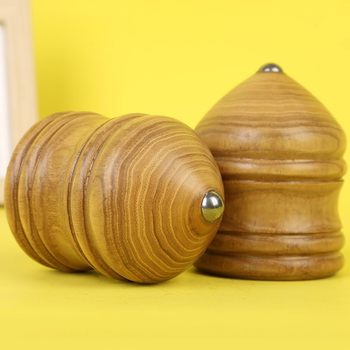 Wooden Gyro 8cm Solid Wood Gyro for Elderly Adults Fitness Gyro Children's Toy Without Whip Rod Educational