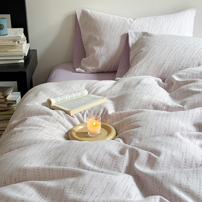 Three-Layer Yarn 100 Cotton Jacquard Bed Four-Piece Set Pure Cotton Quilt Cover Bed Bed Sheets Three-Piece Set Fitted Bed Sheets Accessible Luxury Bedding 4