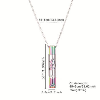 Yoga Symbol Meditation Necklace Breathing Decompression Round Tube Whistle Mindfulness Relief Anxiety Stainless Steel Jewelry Pendant