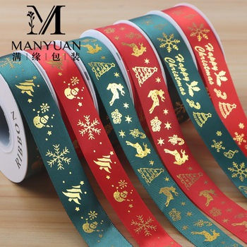 Christmas Series Bronzing Ribbon Flower Decoration Cake Package Gift Handmade DIY Bow Matching Ribbon