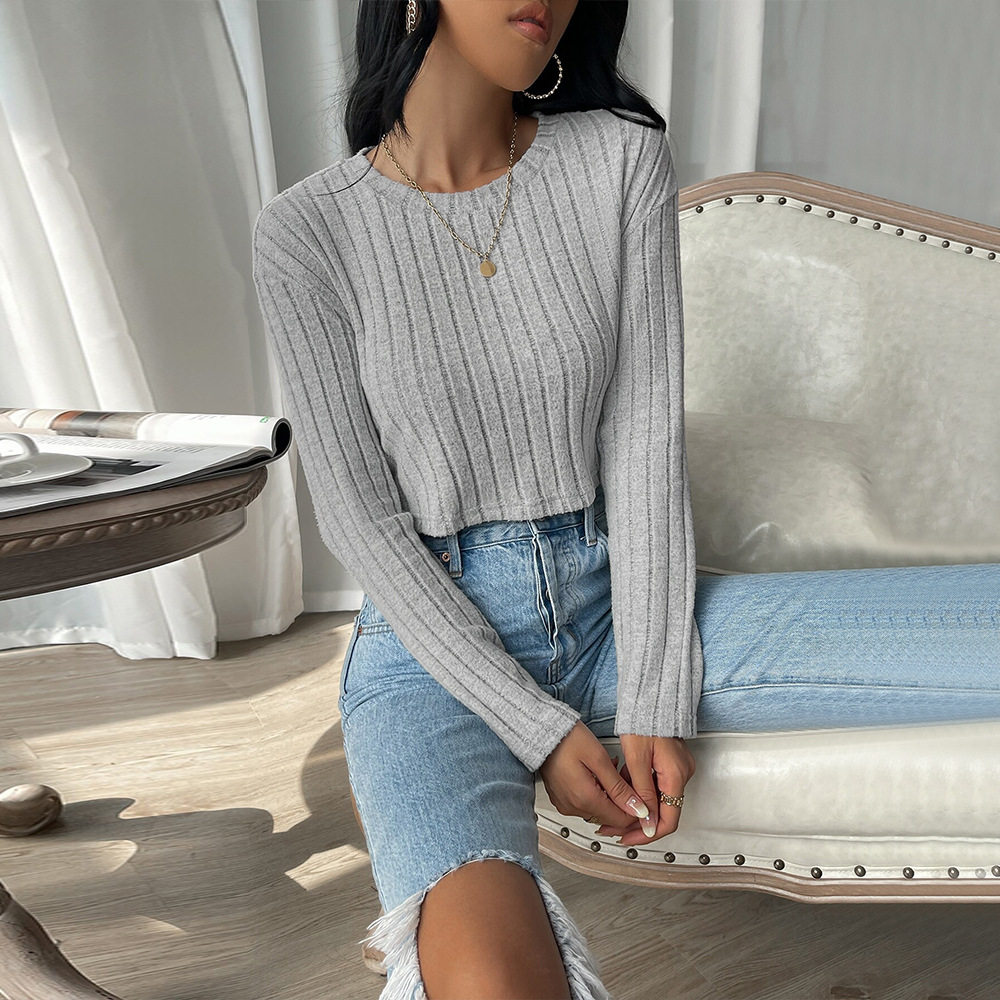 Casual Womens T Shirt Short Cropped Style Solid Color Simple Design Spring Summer Commuter Wear Wholesale Available