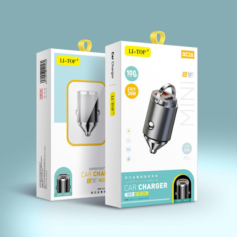 Suitable for iPhone Compatible Qc3.0 Mobile Phone Pd20W Car Charger 100W Car Typec Car Super Fast Charging Head